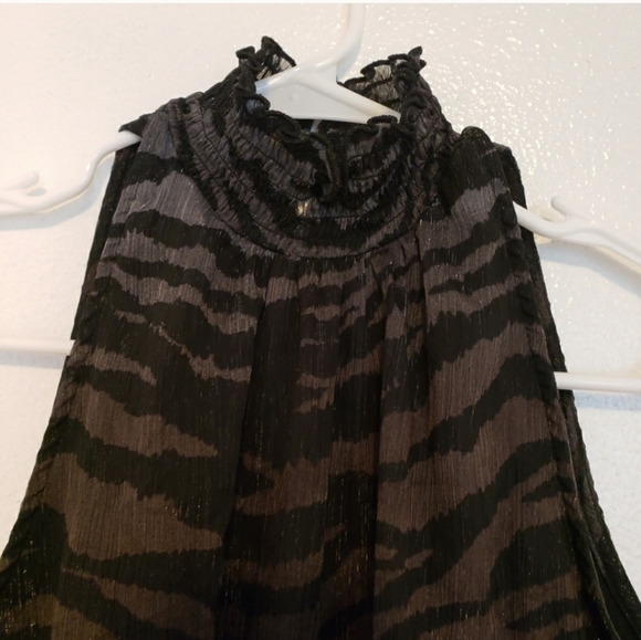 Black silver sparkle leopard high neck dressy - Picture 4 of 7
